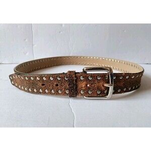 Guess Belt Men's XL Brown Genuine Leather Grommet 46 Inches